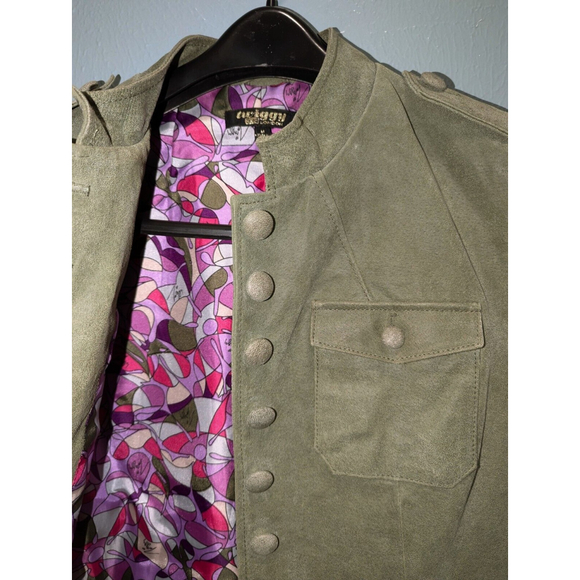 Twiggy Jacket Suede Leather Green Barbie Pink Purple Lining Coat Jackets - Picture 5 of 15